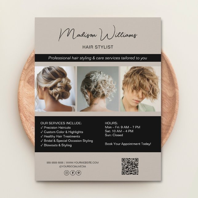 Modern Salon Hair Stylist Services QR Flyer (Modern Salon Hair Stylist Services QR Flyer)