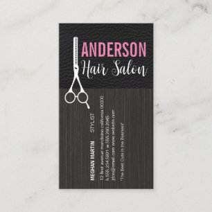 Modern Salon Leather Salon Scissors Business Card