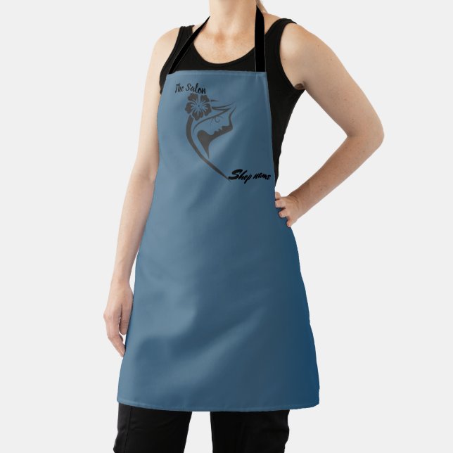 Modern Salon welcome Dark blue custom shop name  Apron (Insitu)