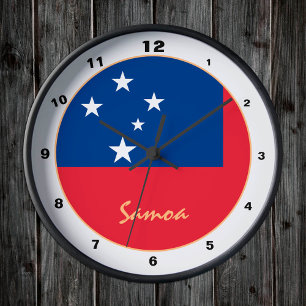 Modern Samoan Flag, Samoa trendy Home / design Round Clock
