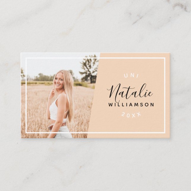 Modern sand graduation photo insert name cards (Front)