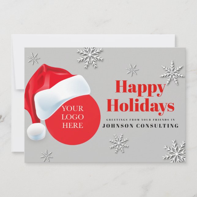 Modern Santa and Snowflakes | Holiday Greetings (Front)