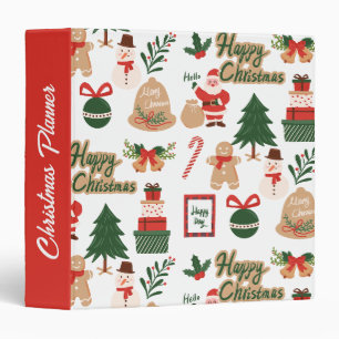 Modern Santa and Trees Pattern Christmas Planner Binder