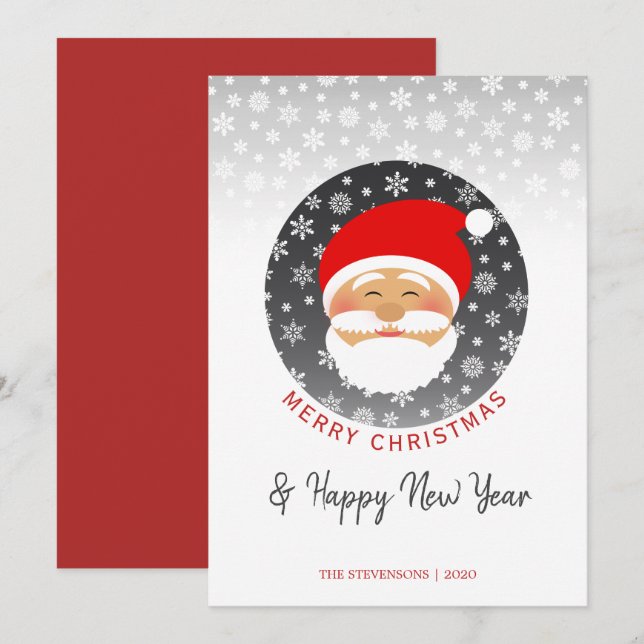 Modern Santa Claus Red Christmas Holiday Card (Front/Back)