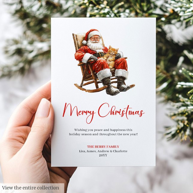 Modern Santa Claus Rustic Festive Holiday Greeting Card (Modern Santa Claus Rustic Festive Holiday Greeting)