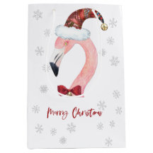 Modern Santa Flamingo Snowflake Christmas