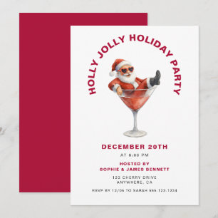 Modern Santa Holly Jolly Christmas Party Invitation