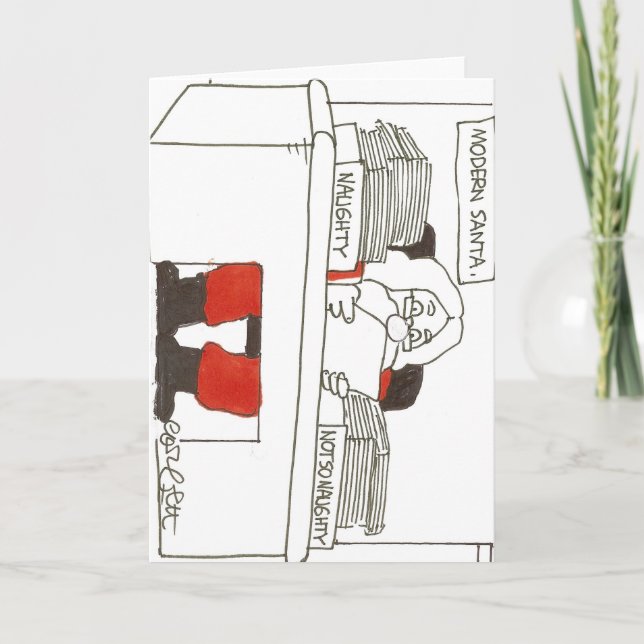 Modern Santa- Naughty..Not So Naughty Holiday Card (Front)