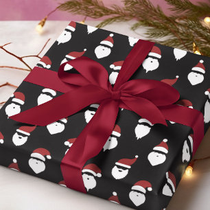 Modern Santa Silhouette Black Christmas Wrapping Paper