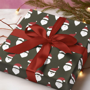 Modern Santa Silhouette Dark Pine Green Christmas Wrapping Paper
