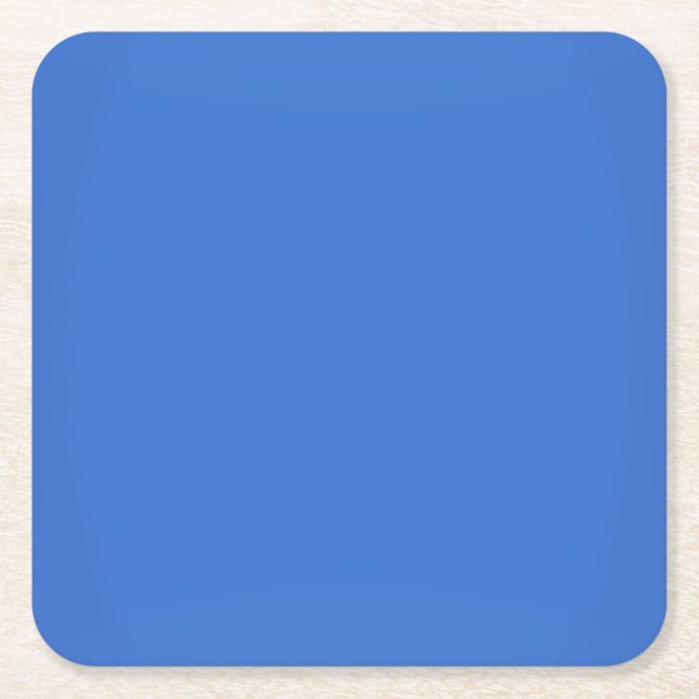 Modern Sapphire Blue Customizable Square Paper Coaster (Front)