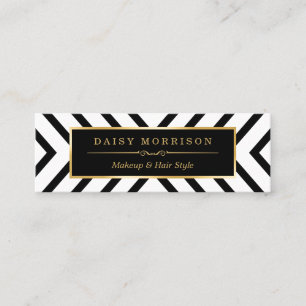 Modern Sassy Gold Black White Pattern Mini Business Card