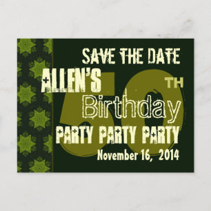 Modern Save the Date  50th Birthday Party R203AB Announcement Postcard
