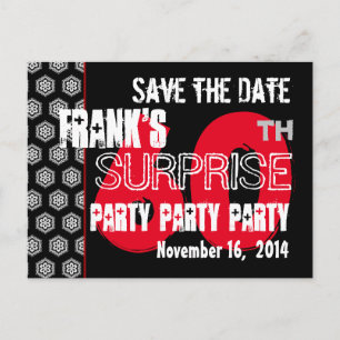 Modern Save the Date 60th SURPRISE Birthday R201 Announcement Postcard