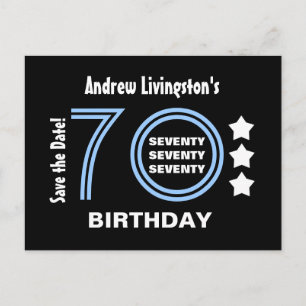 Modern Save the Date 70th Birthday Party V70A Announcement Postcard