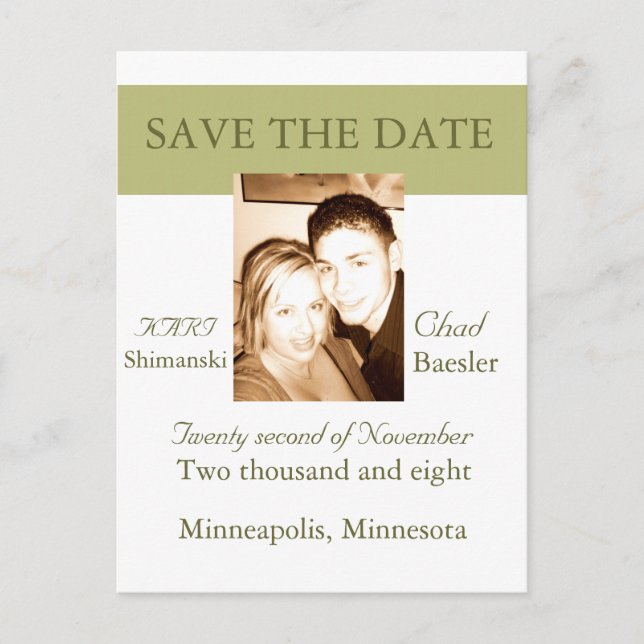 Modern Save the Date Announcement Postcard (Front)