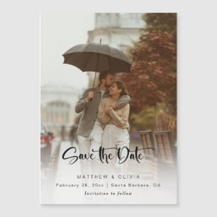 Modern Save the Date Calligraphy Script w/Photo Magnetic Invitation