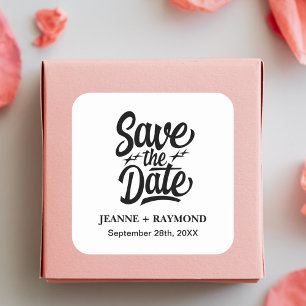 Modern Save The Date Custom Wedding Announcement Square Sticker