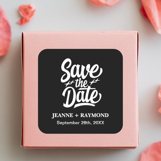 Modern Save The Date Custom Wedding Announcement Square Sticker (Creator Uploaded)