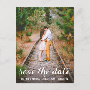 Modern Save The Date Engagement Photo Postcard LB