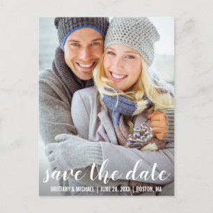 Modern Save The Date Engagement Photo Postcard WSB