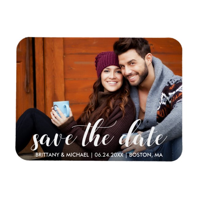 Modern Save The Date Engagement Photo WS Magnet (Horizontal)
