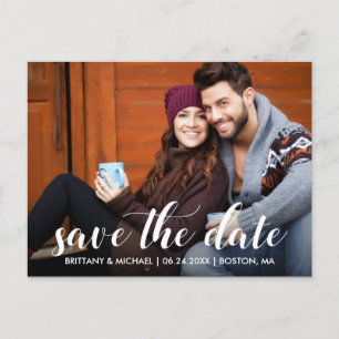 Modern Save The Date Engagement Photo WS Postcard