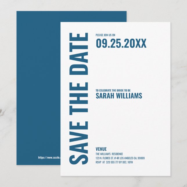 Modern Save the Date invite (Front/Back)
