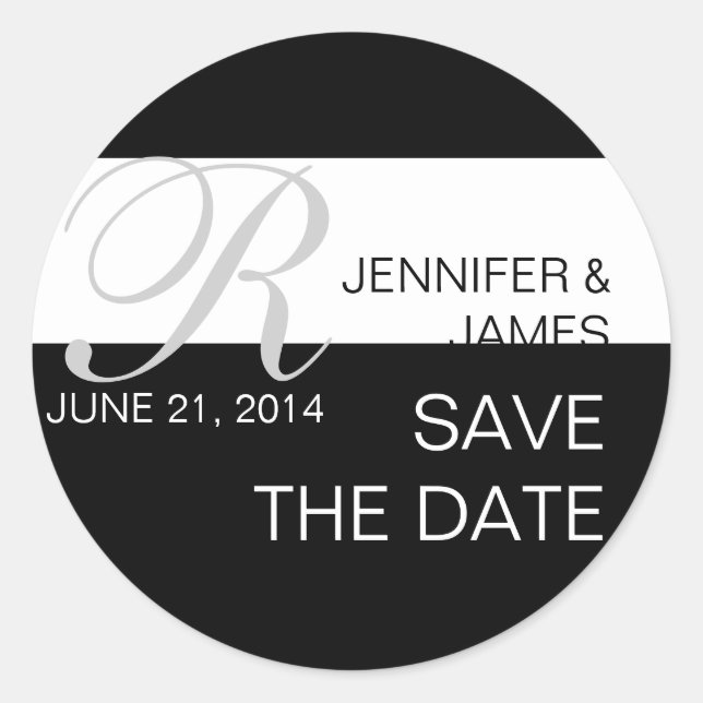 Modern Save the Date Monogram Wedding Stickers (Front)