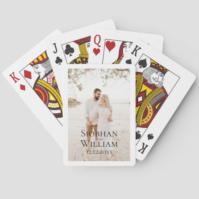 Modern Save The Date Personalized Photo Playing Cards (Back)
