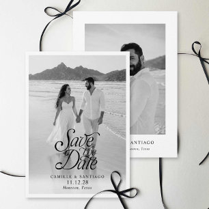 Modern Save the Date Photo Black and White Card