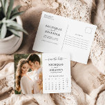 Modern Save the Date Photo Calendar Simple Elegant Postcard<br><div class="desc">Modern Save the Date Photo Calendar Simple Elegant Postcard. Easily personalize by replacing each info. Please upload a portrait/vertical photo. Move the circle by clicking the link Customize further. Make sure to check the preview before adding to cart. (Photo by Jonathan Borba from Pexels)</div>