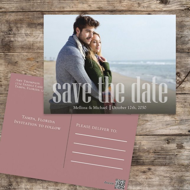 Modern Save the Date Photo Card Pink  (Creator Uploaded)