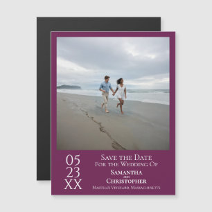 Modern Save the Date Photo Magenta Magnet