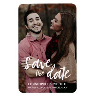 Modern Save the Date Script Personalized Photo Magnet