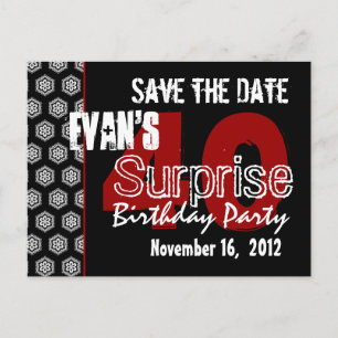 Modern Save the Date Surprise 40th Party V336 Announcement Postcard