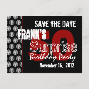 Modern Save the Date Surprise 50th Party V337 Announcement Postcard