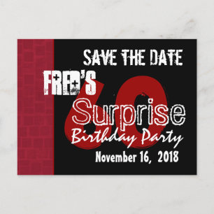 Modern Save the Date Surprise 60th Party W1942A Announcement Postcard