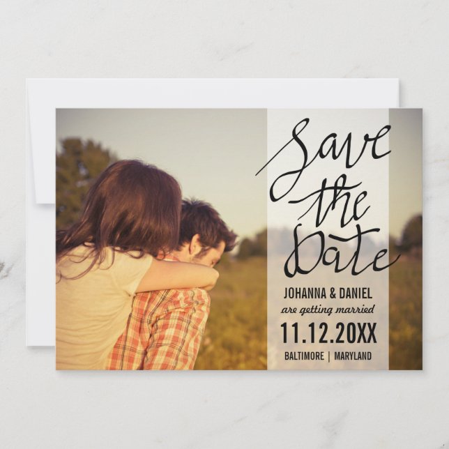 Modern Save The Date Typography Couple Photo (Front)