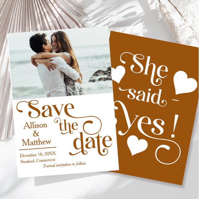 Modern Save the Date with Photo- She said Yes Invitation (Creator Uploaded)