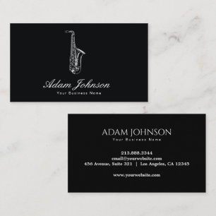 Modern Saxophone Music Lover Black White Business Card