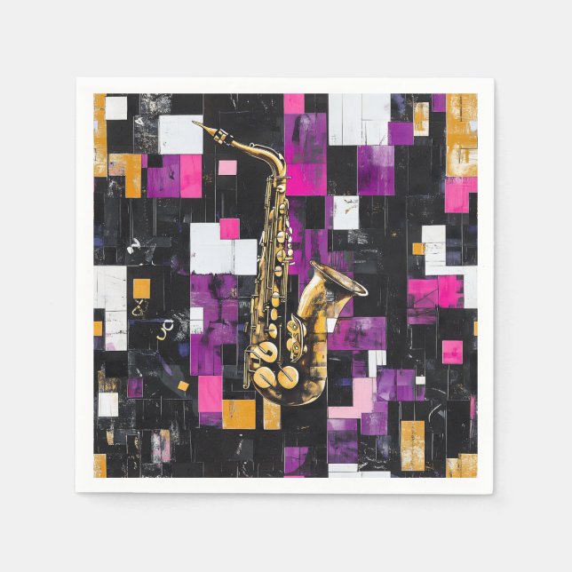 Modern saxophone pattern napkin (Front)