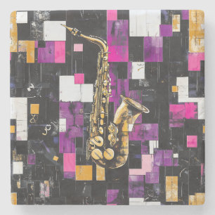 Modern saxophone pattern stone coaster