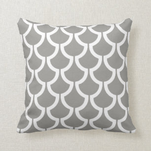 Modern Scales Geometric   grey white Throw Pillow