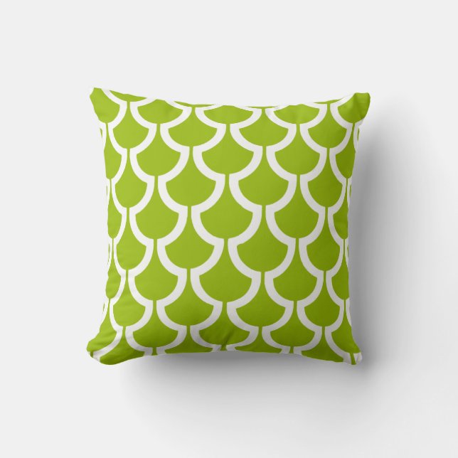 Modern Scales Geometric | lime green white Throw Pillow (Front)