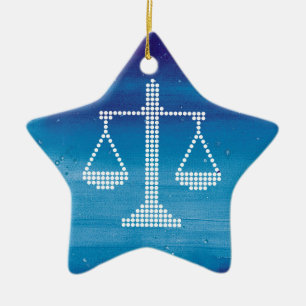 Modern Scales of Justice Winter Ceramic Ornament