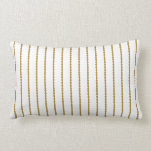 Modern Scalloped stripes, elegant gold and white Lumbar Pillow