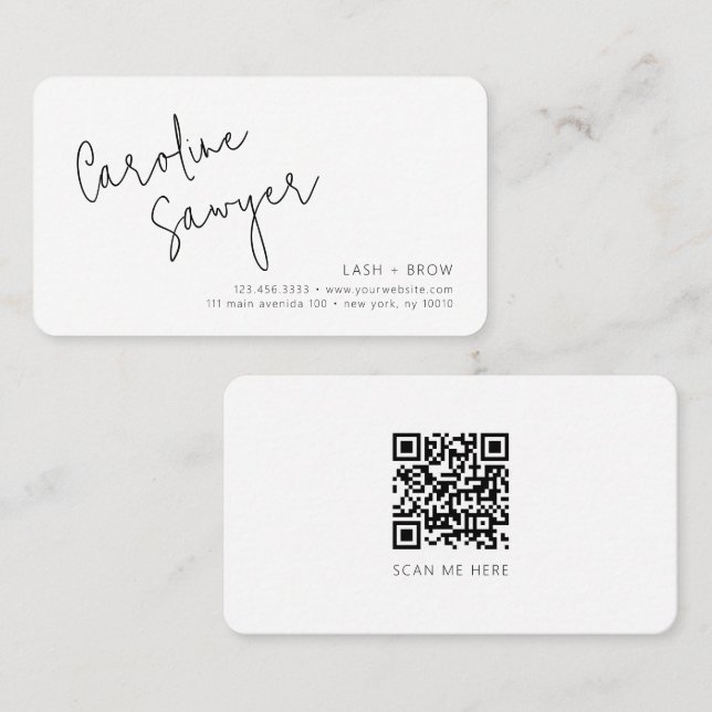 Modern Scan Me QR Code Lash and Brow Business Card (Front/Back)