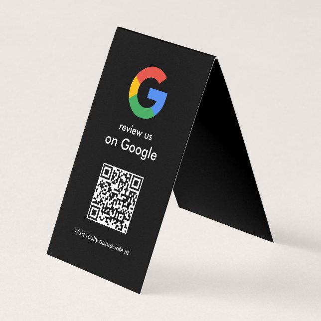 Modern Scan to Review Google QR Code Business Sign Card (Front)