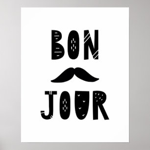 Modern scandi Bon Jour Nursery Poster